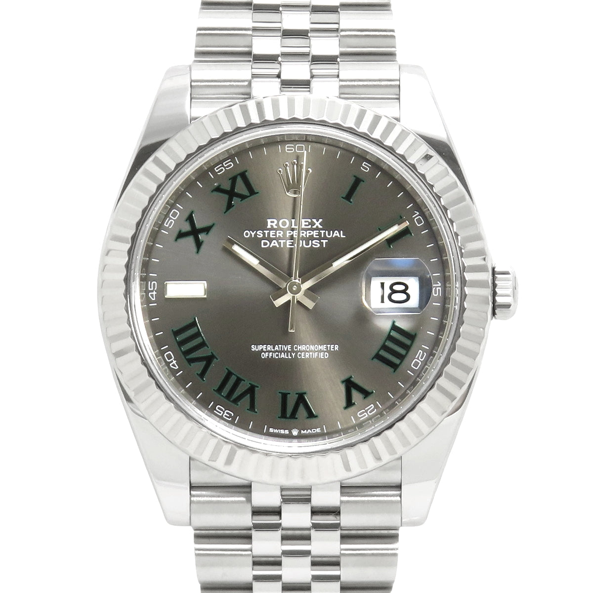 126334 デイトジャスト 41 WG/SS ランダム番 自動巻き スレート ローマン ジュビリー ブレスレット 2021年9月購入 グレー シルバー